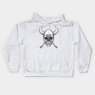 Skull in Viking Helmet Kids Hoodie